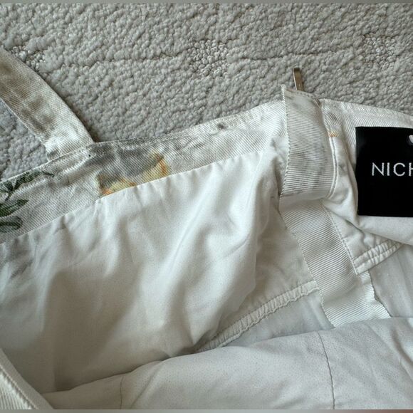 Nicholas white denim rose flare dress. Midi style with front slit sz 10 - Picture 13 of 16